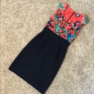 Tahari Sheath Dress Navy and Pink/Coral